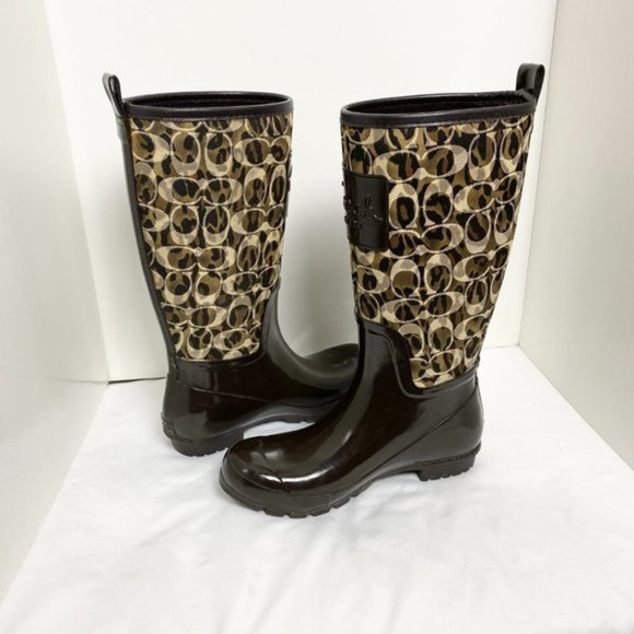 Coach Pearl Signature Leopard Print Rain Boots Signature Leopard - Picture 4 of 12